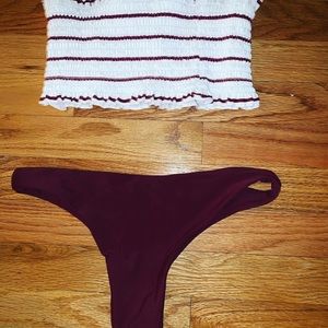 Maroon and White bikini
